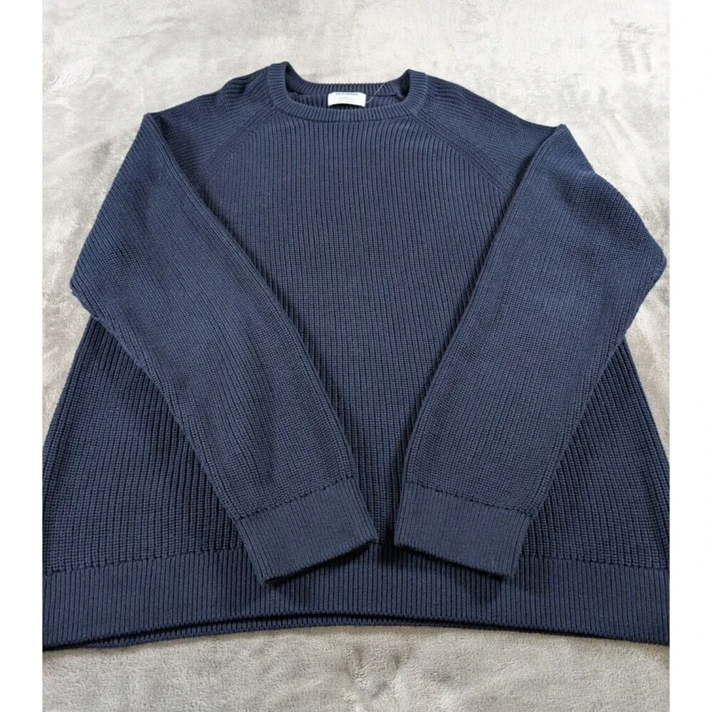 Old Navy Fisherman Sweater Mens XXL Blue Crew Neck Knit Preppy Cotton